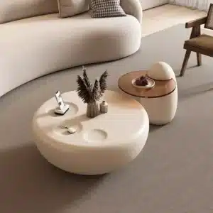 Table Basse Ronde en Fibre de Verre