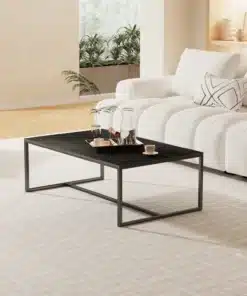 Table Basse en Marbre Noir Rectangulaire
