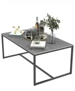 Table Basse en Marbre Noir Rectangulaire