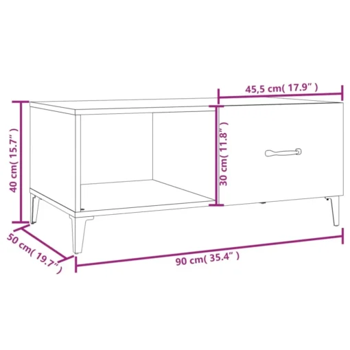 Table Basse Rectangulaire en Bois Blanc et Noir