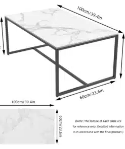 Table Basse en Marbre Blanc Rectangulaire