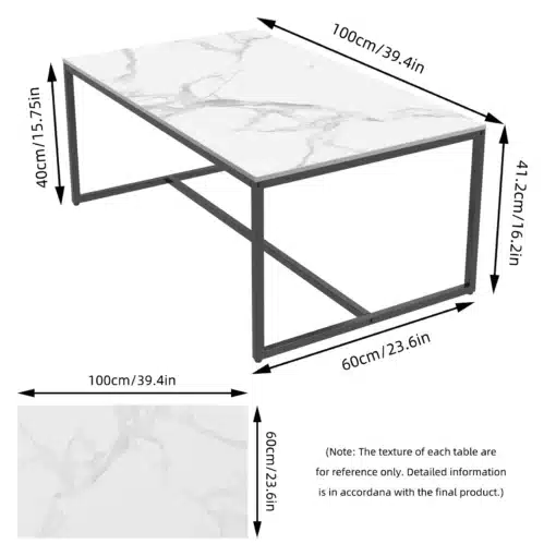 Table Basse en Marbre Blanc Rectangulaire