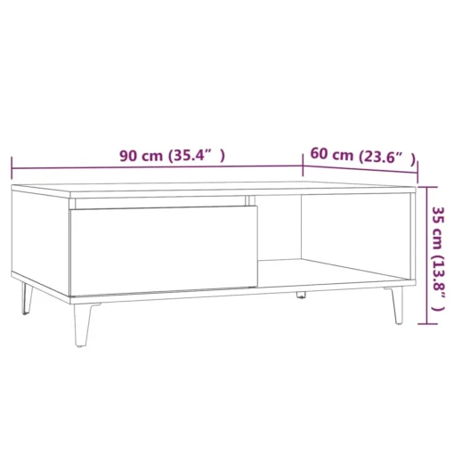 Table Basse en Bois de Chêne Brun pour Salon