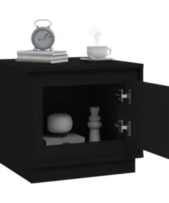 Table Basse Noire Style Coffre avec Rangement Interne