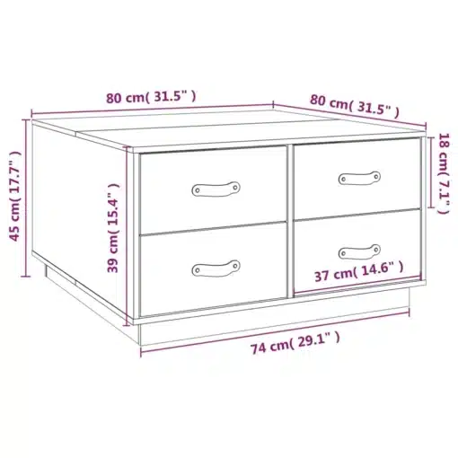 Table Basse Marron Miel en Bois Massif