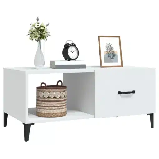 Table Basse Rectangulaire en Bois Blanc et Noir