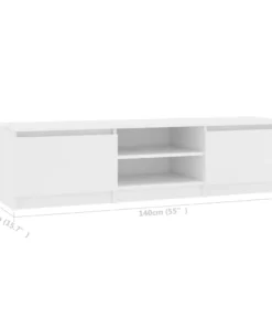 Meuble Télé Blanc Long avec Rangements 140 cm