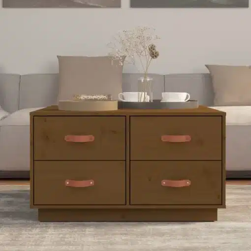 Table Basse Marron Miel en Bois Massif