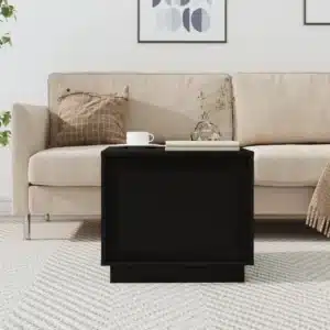 Table Basse en Bois Noir avec Rangement Interne