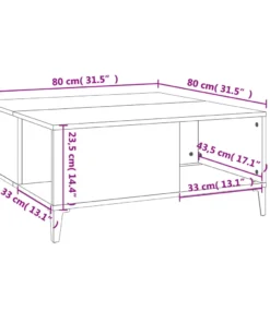 Table Basse Carrée avec Rangements en Bois de Chêne Sonoma