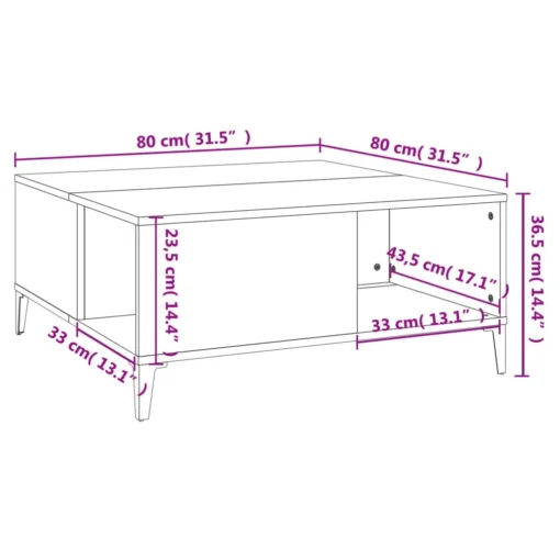 Table Basse Carrée avec Rangements en Bois de Chêne Sonoma