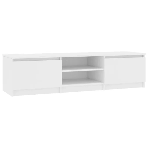 Meuble Télé Blanc Long avec Rangements 140 cm