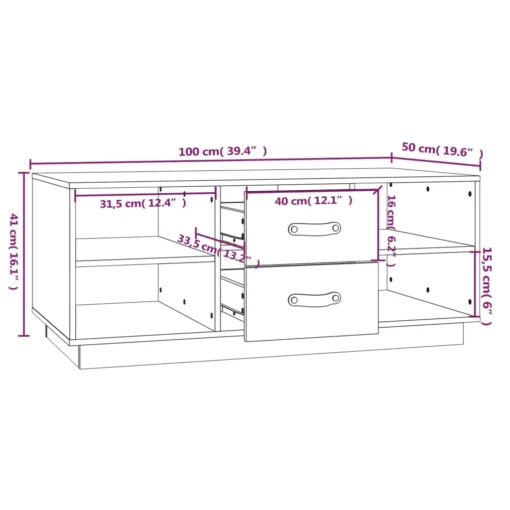Table Basse Rectangulaire Noire avec Rangements en Bois Massif