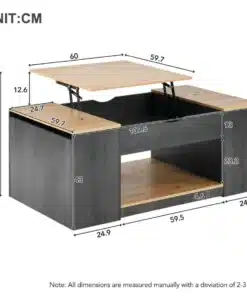 Table Basse Relevable Extensible En Bois Noir