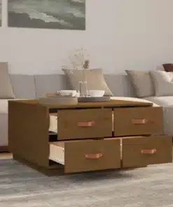 Table Basse Marron Miel en Bois Massif