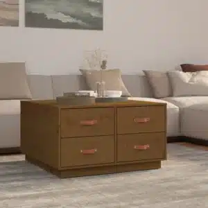 Table Basse Marron Miel en Bois Massif