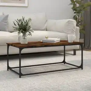 Table Basse en Bois et Métal Noir