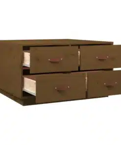 Table Basse Marron Miel en Bois Massif