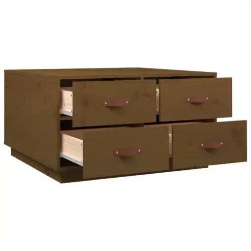 Table Basse Marron Miel en Bois Massif
