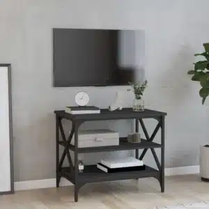 Meuble TV en Bois Noir avec Rangements