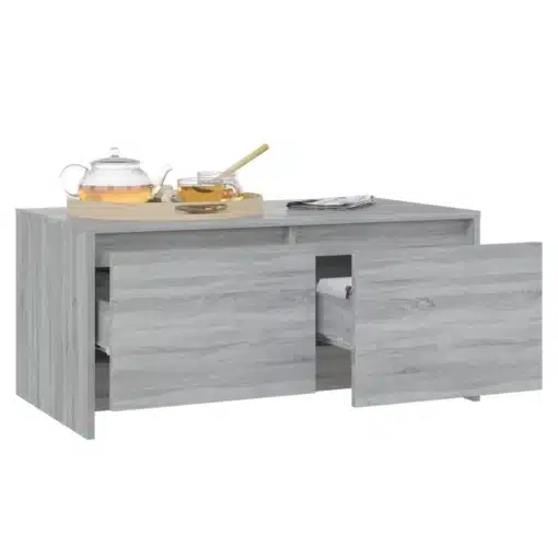 Table Basse Nordique en Bois Gris Sonoma avec Tiroirs