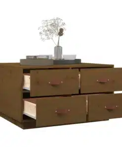 Table Basse Marron Miel en Bois Massif