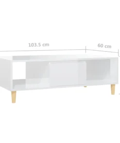 Table Basse Blanche et Bois Rectangulaire - Style Scandinave