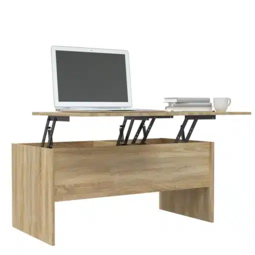 Table Basse Relevable en Bois Double Plateau