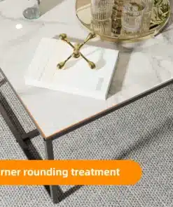 Table Basse en Marbre Blanc Rectangulaire