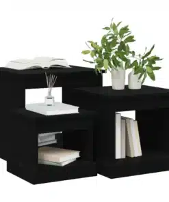 Ensemble de Tables Basses Gigognes en Bois Noires