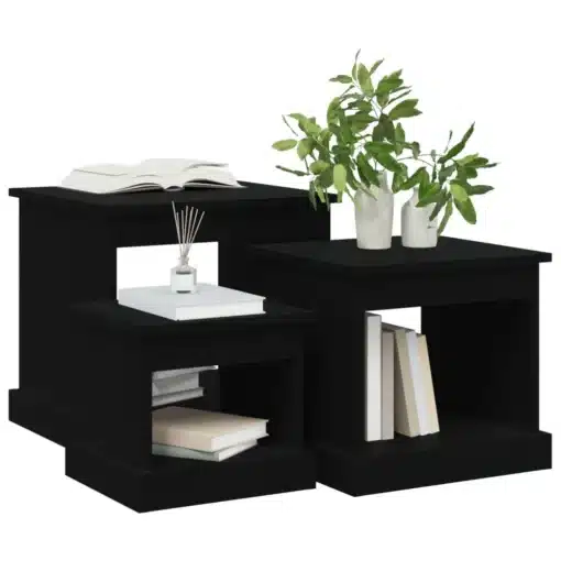 Ensemble de Tables Basses Gigognes en Bois Noires