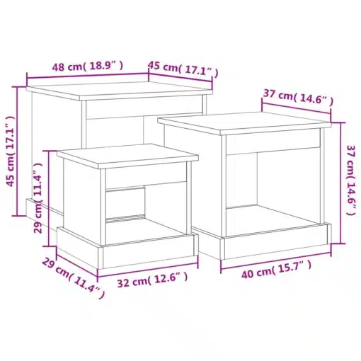 Ensemble de Tables Basses Gigognes en Bois Noires