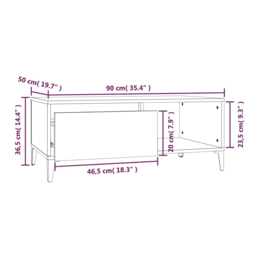 Table Basse Rectangulaire Grise en Bois avec Rangements