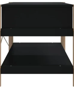 Table Basse Rectangulaire Noire en Bois avec Tiroirs et Rangements
