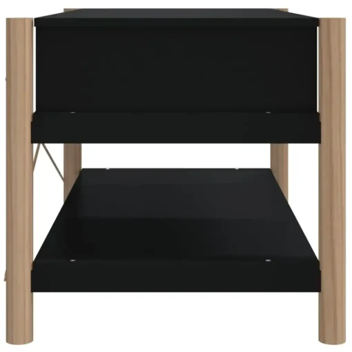 Table Basse Rectangulaire Noire en Bois avec Tiroirs et Rangements