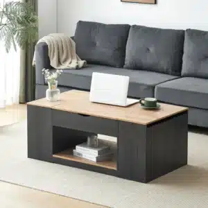 Table Basse Relevable Extensible En Bois Noir