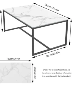 Table Basse en Marbre Blanc Rectangulaire