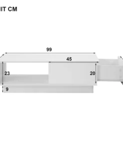 Table de Salon Moderne Rectangulaire en Bois Brillant LED