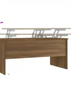 Table Basse Relevable en Bois de Chêne Massif Marron