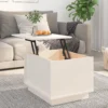 Petite Table Basse Carrée Relevable en Bois Blanc