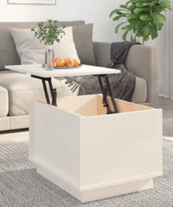 Petite Table Basse Carrée Relevable en Bois Blanc