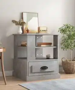 Table Basse d'Appoint Carrée en Bois Gris