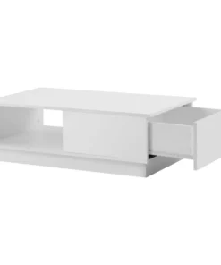 Table de Salon Moderne Rectangulaire en Bois Brillant LED