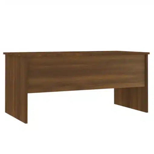 Table Basse Relevable en Bois de Chêne Massif Marron