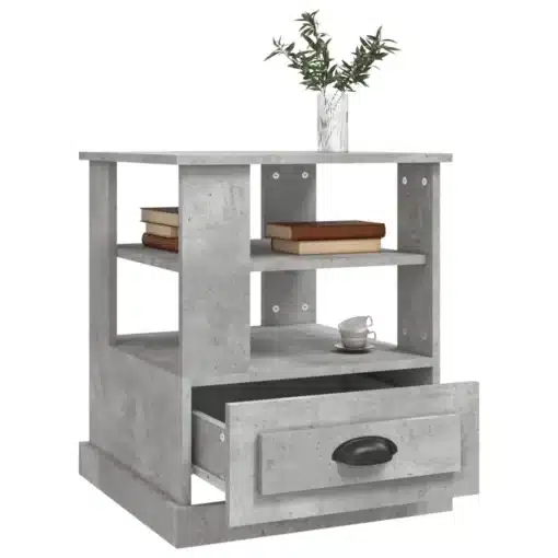 Table Basse d'Appoint Carrée en Bois Gris