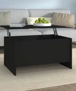 Table Basse avec Plateau Relevable en Bois Noir