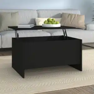 Table Basse avec Plateau Relevable en Bois Noir