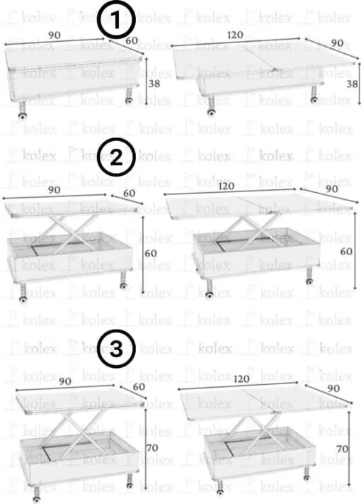Table Basse en Bois Relevable avec Rangement Intérieur
