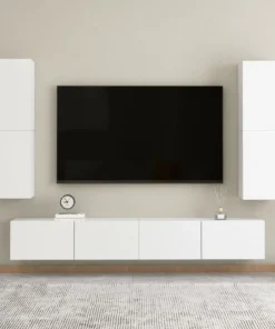 Meuble Mural Suspendu pour Salon en Bois Blanc