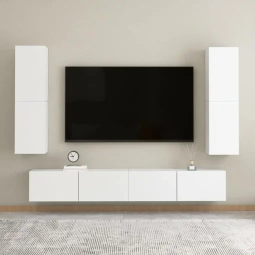 Meuble Mural Suspendu pour Salon en Bois Blanc